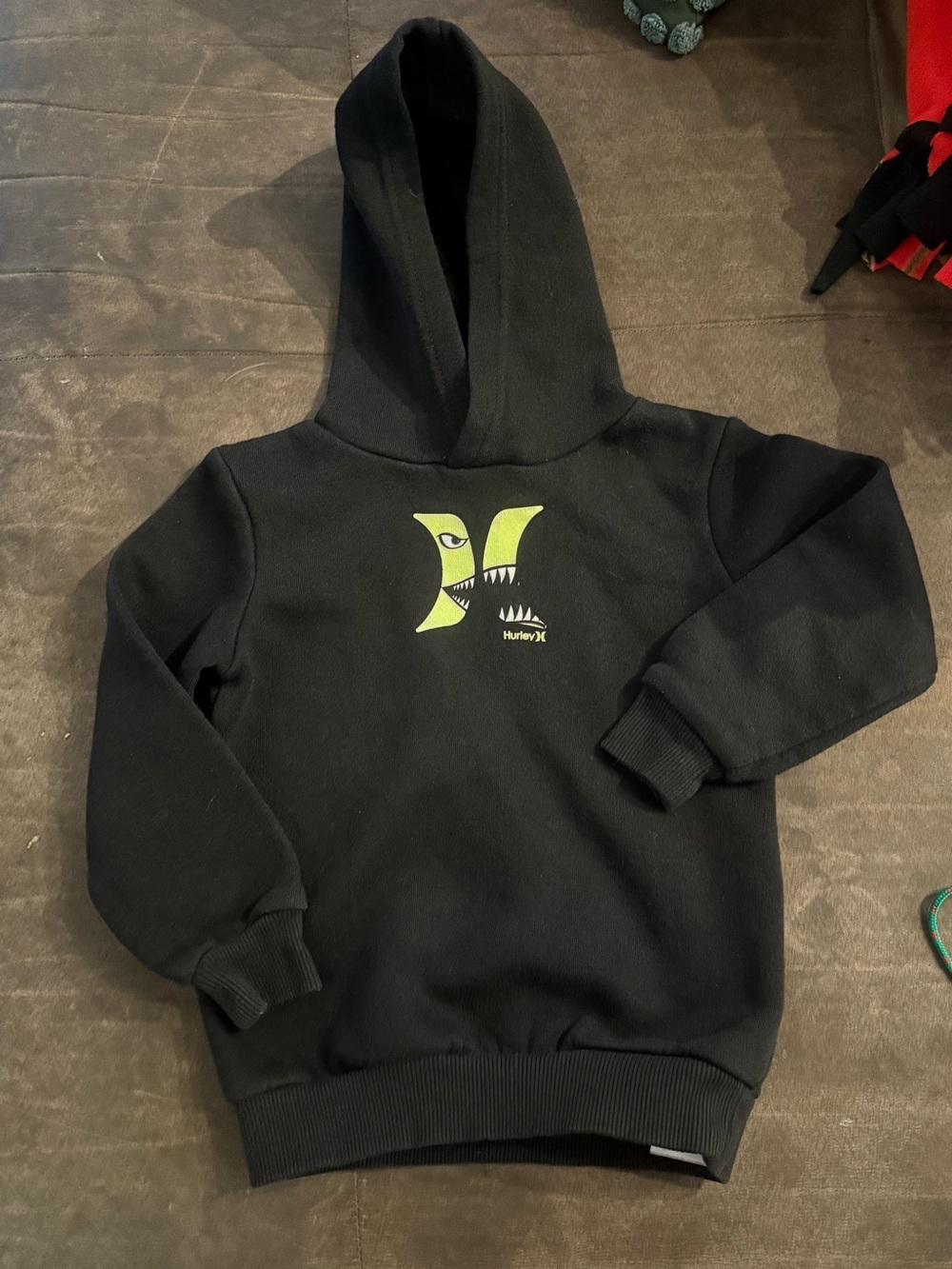 Hurley Black Hoodie with Lime Graphic Logo
